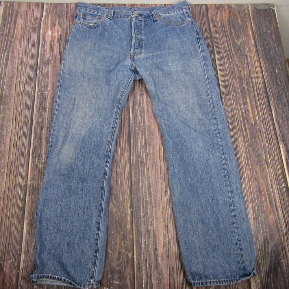 Levis 501 Jeans Mens 36x30 Blue Denim Straight Leg Button Fly Classic 5 Pocket